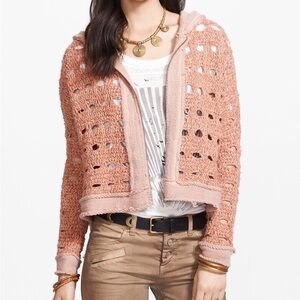 Free People Cardi Flurry Open Knit Hooded Sweater